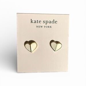 Kate Spade Gold and Cream Heart Studs